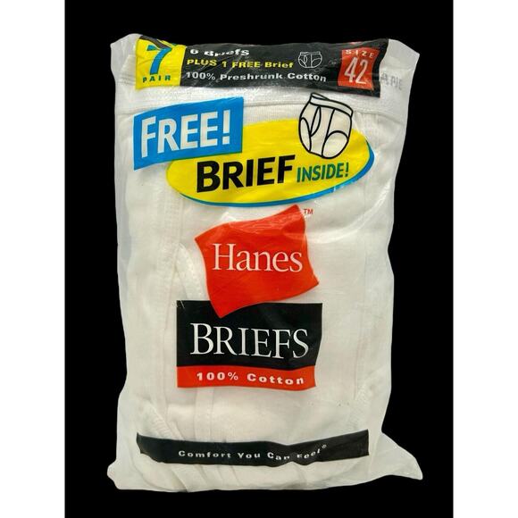 Hanes Other - Brand New Vintage 2000 Hanes Briefs Size 42 Underwear 7 Total Pair Sealed Y2K